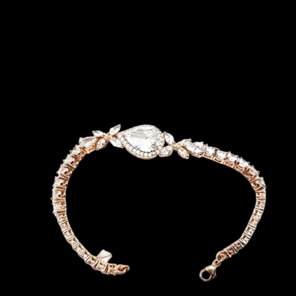 Fashion Tennis Bracelet Mixed Cut CZ Crystal Statement Piece Rose Gold NWOT - Picture 11 of 16